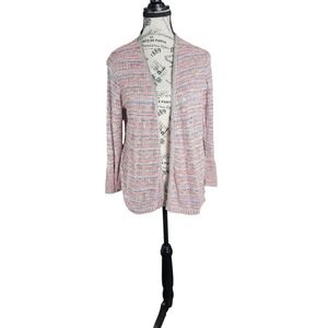 Westport L Open‎ Front Multicolor Knit Cardigan USA Made Lightweight Boho